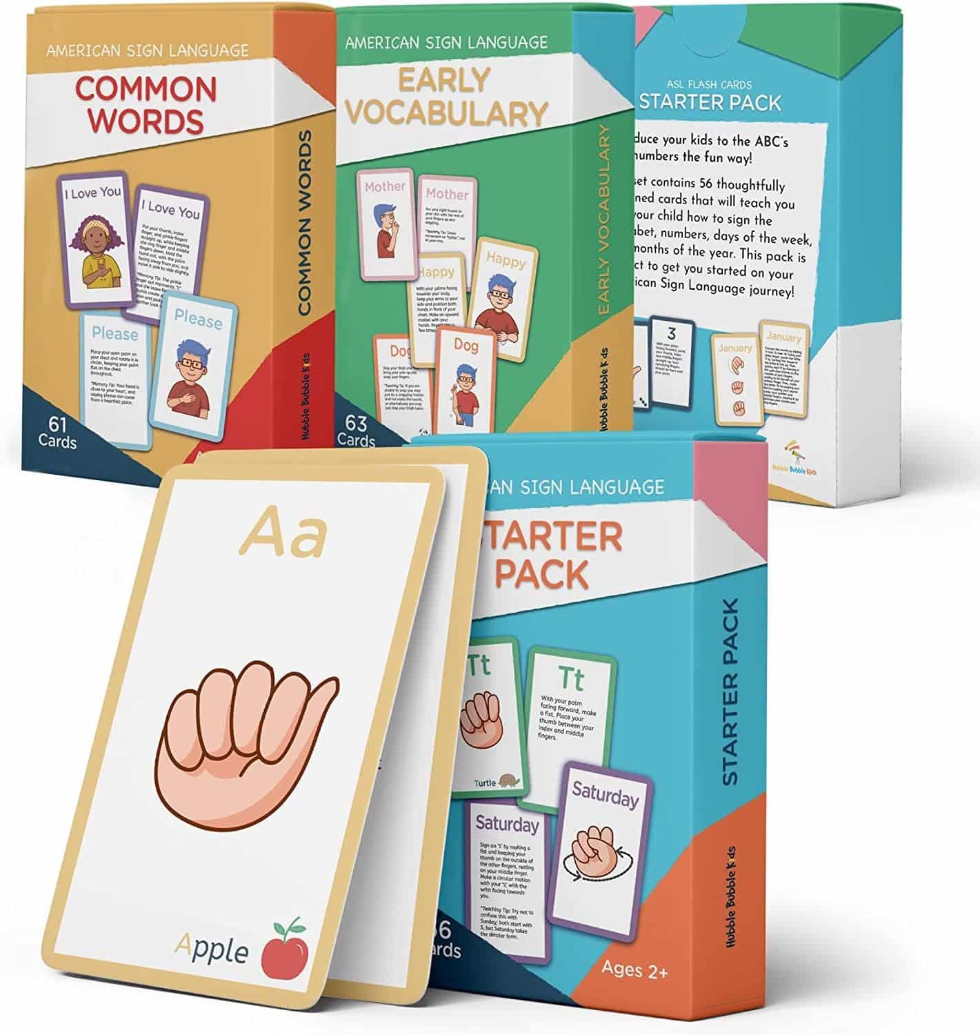 American Sign Language Cards for Toddlers and Beginners - 180 ASL Flash Cards for Babies, Toddlers, Kids. ASL ABC Cards Include Starter, Vocab and Common Sight Words Cards