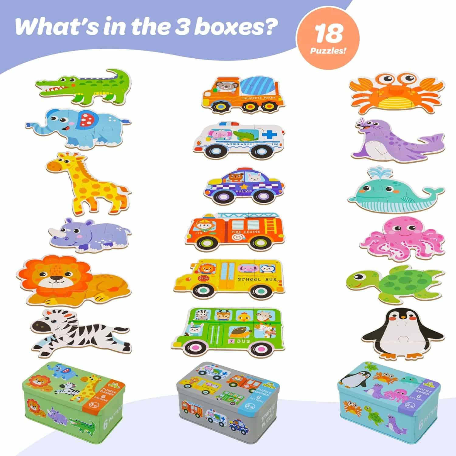 PLAYHIVE Montessori Wooden Puzzles: A Fun and Educational Toy Bundle for Kids Ages 3-5